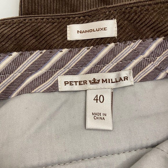 Peter Millar Mens Size 40 x 35 Brown Corduroy Pants Flat Front Straight Leg - Picture 4 of 7